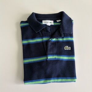 Lacoste Kids Polo with Navy and Green Stripes